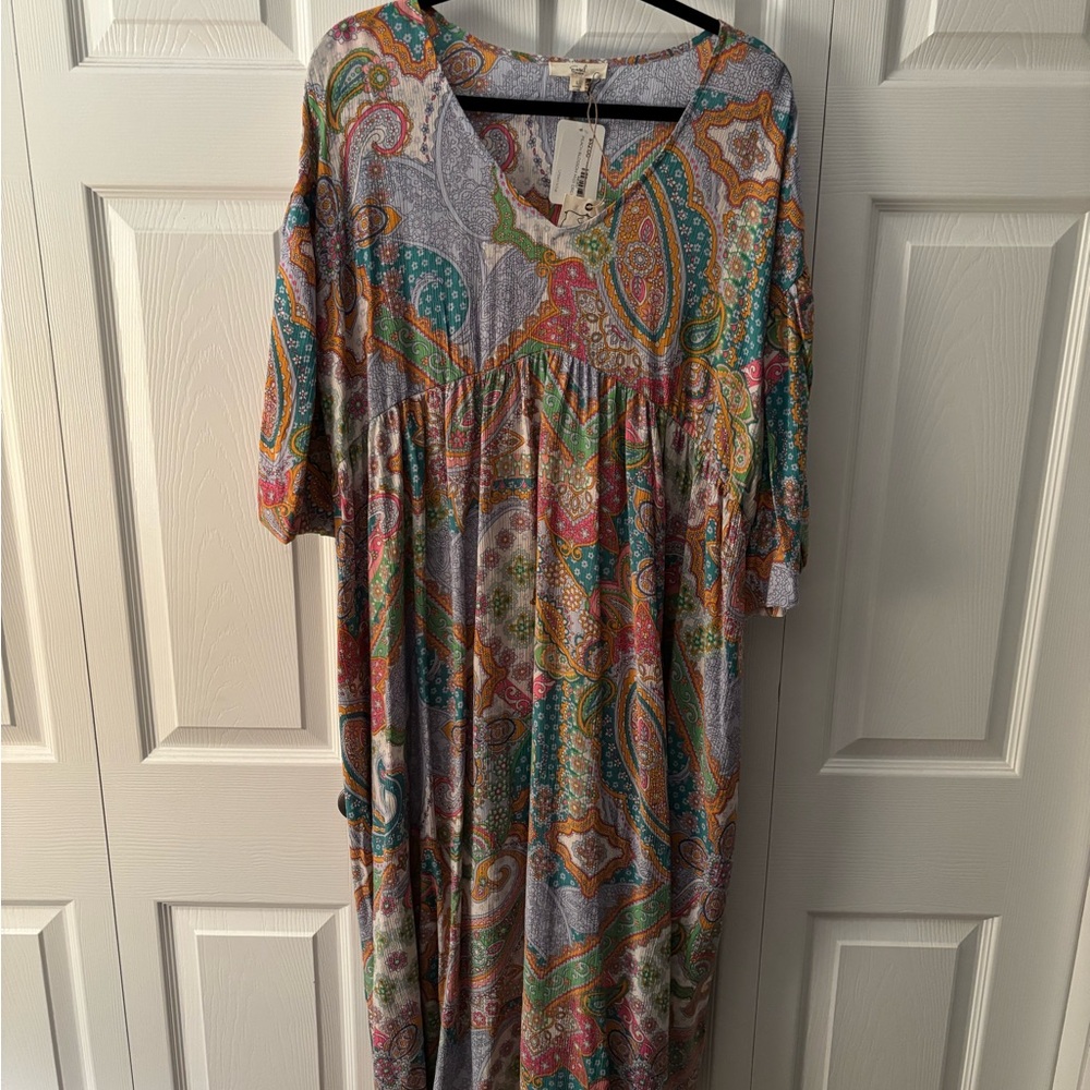 Easel Green Smocked Maxi Dress with Dolman Sleeves